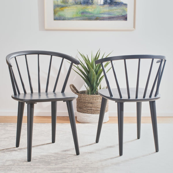 Safavieh BLANCHARD Side Chair Set - Eco-Friendly Rubberwood with Colonial Charm for Modern Dining Spaces Grey AMH8512C-SET2