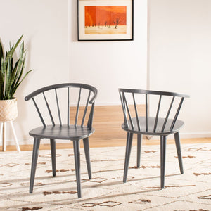 Safavieh BLANCHARD Side Chair Set - Eco-Friendly Rubberwood with Colonial Charm for Modern Dining Spaces Grey AMH8512C-SET2
