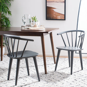 Safavieh BLANCHARD Side Chair Set - Eco-Friendly Rubberwood with Colonial Charm for Modern Dining Spaces Grey AMH8512C-SET2