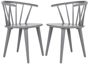 Safavieh BLANCHARD Side Chair Set - Eco-Friendly Rubberwood with Colonial Charm for Modern Dining Spaces Grey AMH8512C-SET2