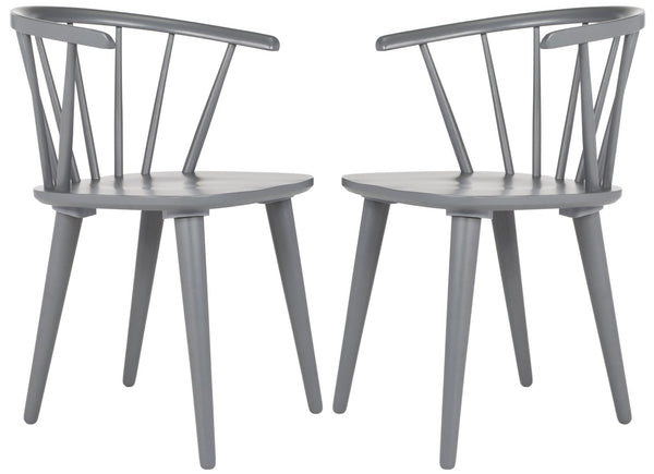 Safavieh BLANCHARD Side Chair Set - Eco-Friendly Rubberwood with Colonial Charm for Modern Dining Spaces Grey AMH8512C-SET2