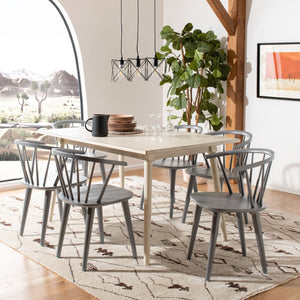 Safavieh BLANCHARD Side Chair Set - Eco-Friendly Rubberwood with Colonial Charm for Modern Dining Spaces Grey AMH8512C-SET2