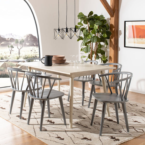Safavieh BLANCHARD Side Chair Set - Eco-Friendly Rubberwood with Colonial Charm for Modern Dining Spaces Grey AMH8512C-SET2
