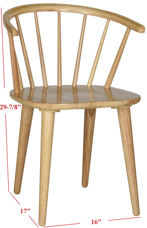 Safavieh BLANCHARD Side Chair Set - Eco-Friendly Rubberwood with Colonial Charm for Modern Dining Spaces Natural AMH8512D-SET2