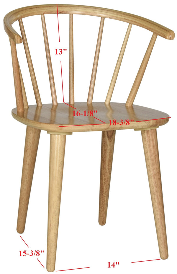 Safavieh BLANCHARD Side Chair Set - Eco-Friendly Rubberwood with Colonial Charm for Modern Dining Spaces Natural AMH8512D-SET2