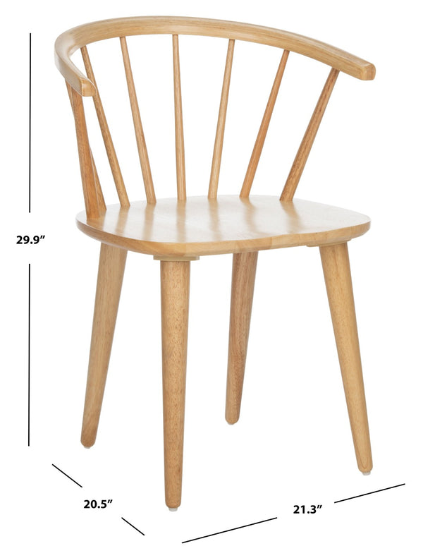 Safavieh BLANCHARD Side Chair Set - Eco-Friendly Rubberwood with Colonial Charm for Modern Dining Spaces Natural AMH8512D-SET2