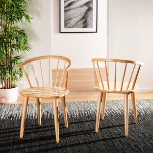 Safavieh BLANCHARD Side Chair Set - Eco-Friendly Rubberwood with Colonial Charm for Modern Dining Spaces Natural AMH8512D-SET2