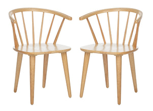 Safavieh BLANCHARD Side Chair Set - Eco-Friendly Rubberwood with Colonial Charm for Modern Dining Spaces Natural AMH8512D-SET2