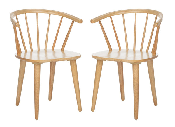 Safavieh BLANCHARD Side Chair Set - Eco-Friendly Rubberwood with Colonial Charm for Modern Dining Spaces Natural AMH8512D-SET2