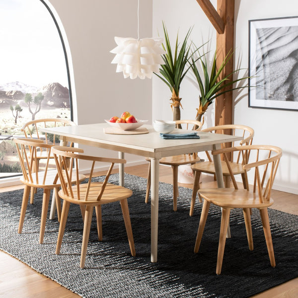 Safavieh BLANCHARD Side Chair Set - Eco-Friendly Rubberwood with Colonial Charm for Modern Dining Spaces Natural AMH8512D-SET2