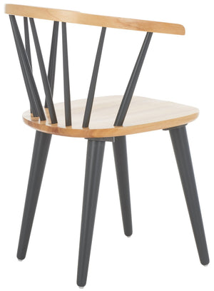 Safavieh BLANCHARD Side Chair Set - Eco-Friendly Rubberwood with Colonial Charm for Modern Dining Spaces Natural / Dark Grey AMH8512E-SET2
