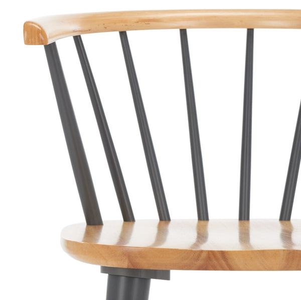 Safavieh BLANCHARD Side Chair Set - Eco-Friendly Rubberwood with Colonial Charm for Modern Dining Spaces Natural / Dark Grey AMH8512E-SET2