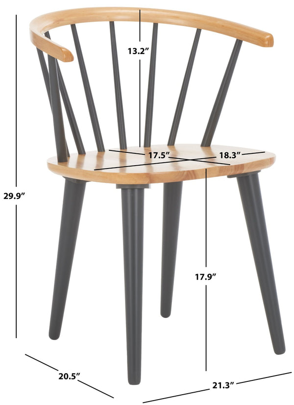 Safavieh BLANCHARD Side Chair Set - Eco-Friendly Rubberwood with Colonial Charm for Modern Dining Spaces Natural / Dark Grey AMH8512E-SET2