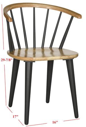 Safavieh BLANCHARD Side Chair Set - Eco-Friendly Rubberwood with Colonial Charm for Modern Dining Spaces Natural / Dark Grey AMH8512E-SET2