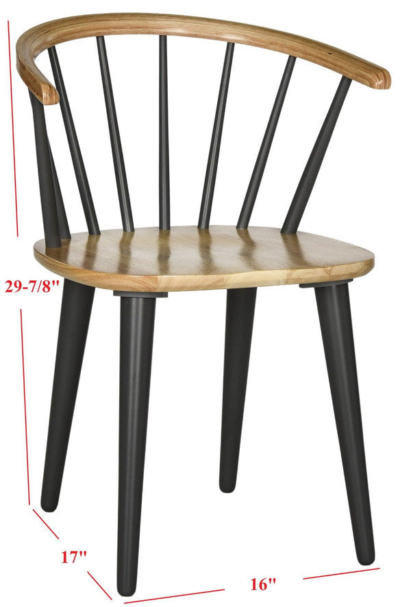 Safavieh BLANCHARD Side Chair Set - Eco-Friendly Rubberwood with Colonial Charm for Modern Dining Spaces Natural / Dark Grey AMH8512E-SET2