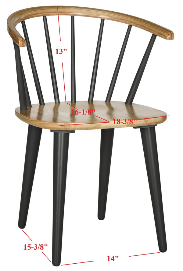 Safavieh BLANCHARD Side Chair Set - Eco-Friendly Rubberwood with Colonial Charm for Modern Dining Spaces Natural / Dark Grey AMH8512E-SET2
