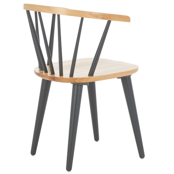 Safavieh BLANCHARD Side Chair Set - Eco-Friendly Rubberwood with Colonial Charm for Modern Dining Spaces Natural / Dark Grey AMH8512E-SET2