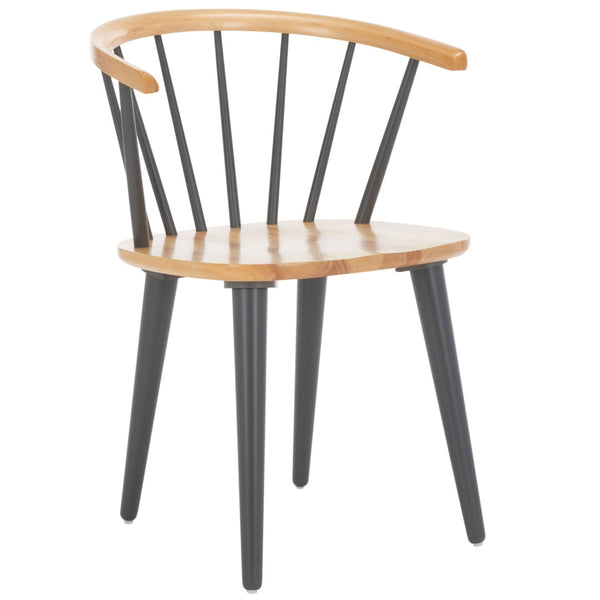 Safavieh BLANCHARD Side Chair Set - Eco-Friendly Rubberwood with Colonial Charm for Modern Dining Spaces Natural / Dark Grey AMH8512E-SET2