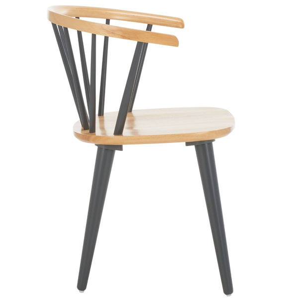 Safavieh BLANCHARD Side Chair Set - Eco-Friendly Rubberwood with Colonial Charm for Modern Dining Spaces Natural / Dark Grey AMH8512E-SET2
