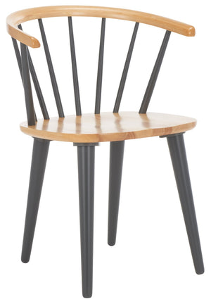Safavieh BLANCHARD Side Chair Set - Eco-Friendly Rubberwood with Colonial Charm for Modern Dining Spaces Natural / Dark Grey AMH8512E-SET2