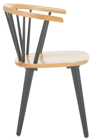 Safavieh BLANCHARD Side Chair Set - Eco-Friendly Rubberwood with Colonial Charm for Modern Dining Spaces Natural / Dark Grey AMH8512E-SET2