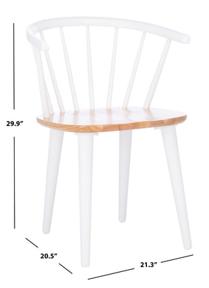 Safavieh BLANCHARD Side Chair Set - Eco-Friendly Rubberwood with Colonial Charm for Modern Dining Spaces Natural / White AMH8512F-SET2