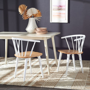 Safavieh BLANCHARD Side Chair Set - Eco-Friendly Rubberwood with Colonial Charm for Modern Dining Spaces Natural / White AMH8512F-SET2