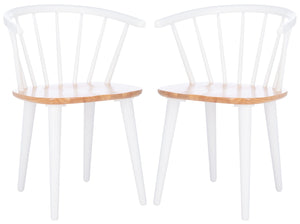 Safavieh BLANCHARD Side Chair Set - Eco-Friendly Rubberwood with Colonial Charm for Modern Dining Spaces Natural / White AMH8512F-SET2