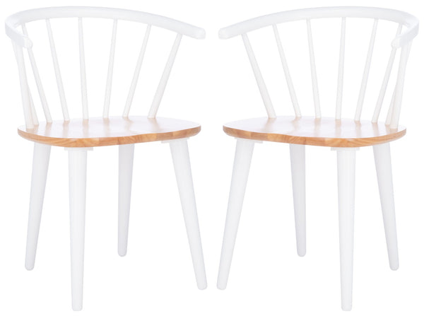 Safavieh BLANCHARD Side Chair Set - Eco-Friendly Rubberwood with Colonial Charm for Modern Dining Spaces Natural / White AMH8512F-SET2
