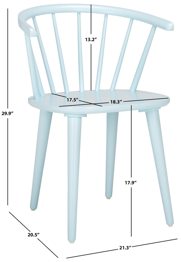Safavieh BLANCHARD Side Chair Set - Eco-Friendly Rubberwood with Colonial Charm for Modern Dining Spaces Pale Blue AMH8512G-SET2