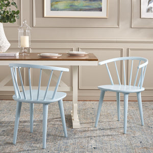 Safavieh BLANCHARD Side Chair Set - Eco-Friendly Rubberwood with Colonial Charm for Modern Dining Spaces Pale Blue AMH8512G-SET2