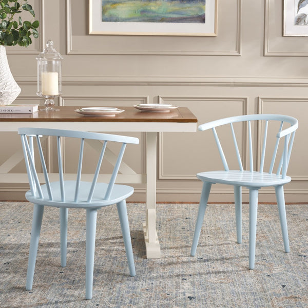 Safavieh BLANCHARD Side Chair Set - Eco-Friendly Rubberwood with Colonial Charm for Modern Dining Spaces Pale Blue AMH8512G-SET2