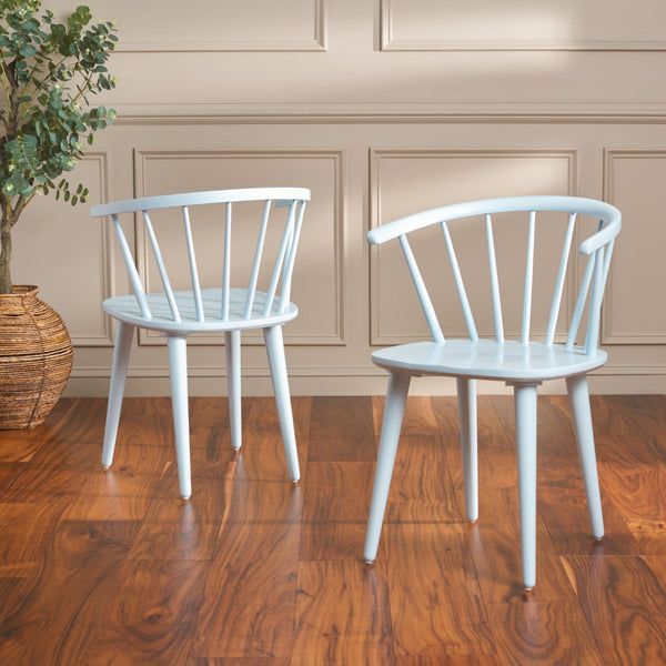 Safavieh BLANCHARD Side Chair Set - Eco-Friendly Rubberwood with Colonial Charm for Modern Dining Spaces Pale Blue AMH8512G-SET2