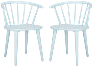 Safavieh BLANCHARD Side Chair Set - Eco-Friendly Rubberwood with Colonial Charm for Modern Dining Spaces Pale Blue AMH8512G-SET2
