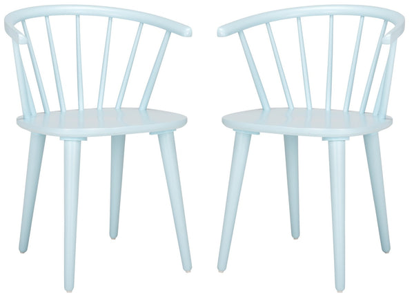 Safavieh BLANCHARD Side Chair Set - Eco-Friendly Rubberwood with Colonial Charm for Modern Dining Spaces Pale Blue AMH8512G-SET2