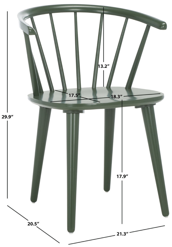Safavieh BLANCHARD Side Chair Set - Eco-Friendly Rubberwood with Colonial Charm for Modern Dining Spaces Dusty Green AMH8512H-SET2