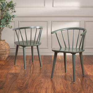 Safavieh BLANCHARD Side Chair Set - Eco-Friendly Rubberwood with Colonial Charm for Modern Dining Spaces Dusty Green AMH8512H-SET2