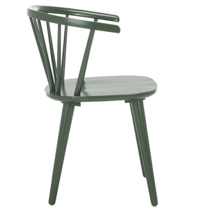 Safavieh BLANCHARD Side Chair Set - Eco-Friendly Rubberwood with Colonial Charm for Modern Dining Spaces Dusty Green AMH8512H-SET2