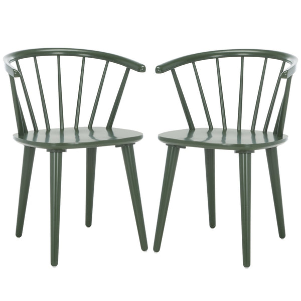 Safavieh BLANCHARD Side Chair Set - Eco-Friendly Rubberwood with Colonial Charm for Modern Dining Spaces Dusty Green AMH8512H-SET2