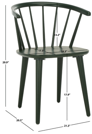 Safavieh BLANCHARD Side Chair Set - Eco-Friendly Rubberwood with Colonial Charm for Modern Dining Spaces Garden Green AMH8512J-SET2