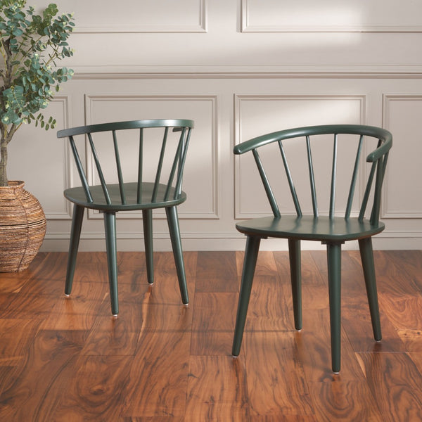 Safavieh BLANCHARD Side Chair Set - Eco-Friendly Rubberwood with Colonial Charm for Modern Dining Spaces Garden Green AMH8512J-SET2