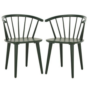 Safavieh BLANCHARD Side Chair Set - Eco-Friendly Rubberwood with Colonial Charm for Modern Dining Spaces Garden Green AMH8512J-SET2