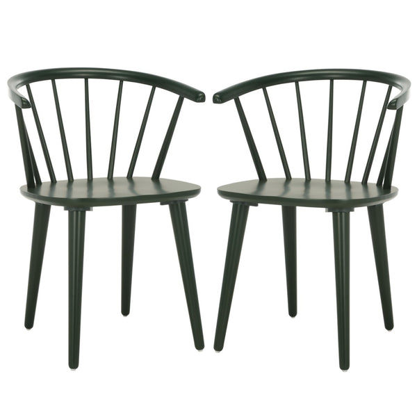 Safavieh BLANCHARD Side Chair Set - Eco-Friendly Rubberwood with Colonial Charm for Modern Dining Spaces Garden Green AMH8512J-SET2