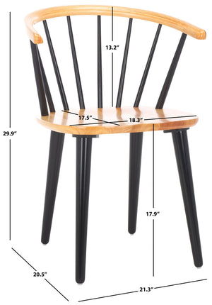 Safavieh BLANCHARD Side Chair Set - Eco-Friendly Rubberwood with Colonial Charm for Modern Dining Spaces Natural / Black AMH8512K-SET2