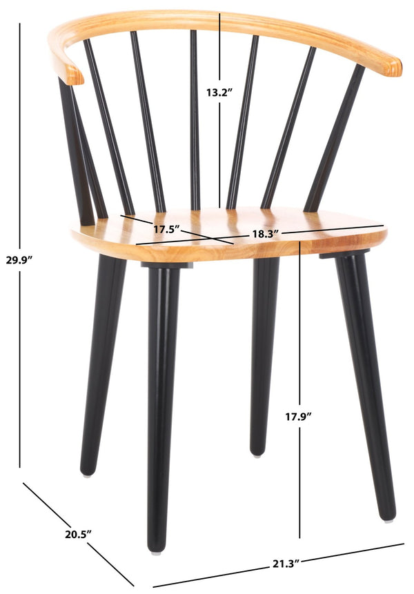 Safavieh BLANCHARD Side Chair Set - Eco-Friendly Rubberwood with Colonial Charm for Modern Dining Spaces Natural / Black AMH8512K-SET2