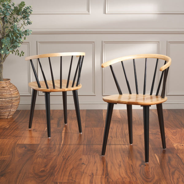 Safavieh BLANCHARD Side Chair Set - Eco-Friendly Rubberwood with Colonial Charm for Modern Dining Spaces Natural / Black AMH8512K-SET2