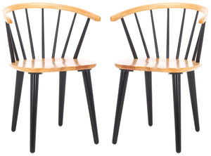Safavieh BLANCHARD Side Chair Set - Eco-Friendly Rubberwood with Colonial Charm for Modern Dining Spaces Natural / Black AMH8512K-SET2