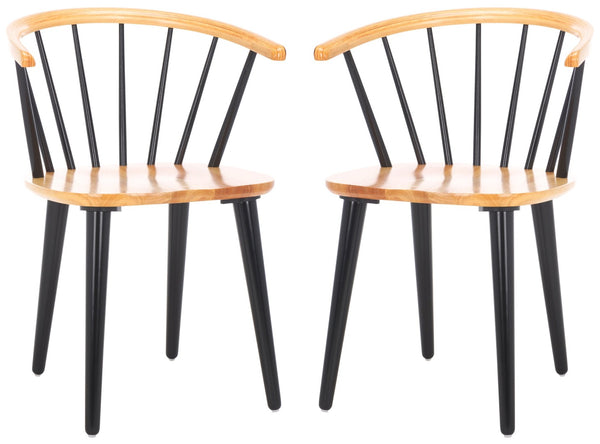 Safavieh BLANCHARD Side Chair Set - Eco-Friendly Rubberwood with Colonial Charm for Modern Dining Spaces Natural / Black AMH8512K-SET2