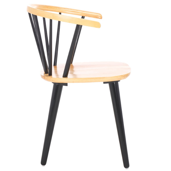 Safavieh BLANCHARD Side Chair Set - Eco-Friendly Rubberwood with Colonial Charm for Modern Dining Spaces Natural / Black AMH8512K-SET2