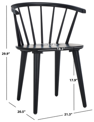 Safavieh Blanchard 18''H Curved Spindle Side Chair AMH8512L-SET2 Matt Black